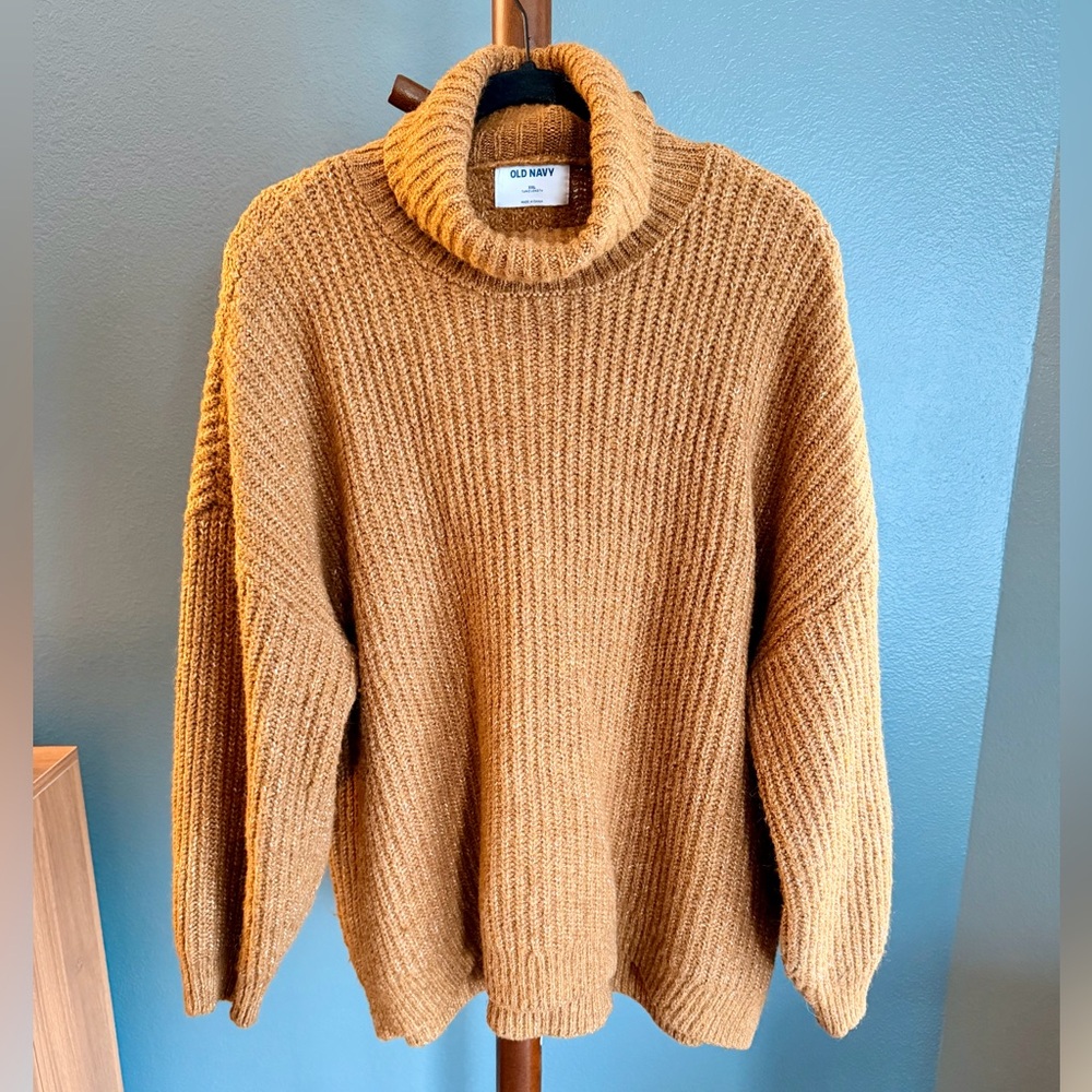 Old Navy Camel Chunky Knit Tunic Sweater XXL Cozy Oversized
